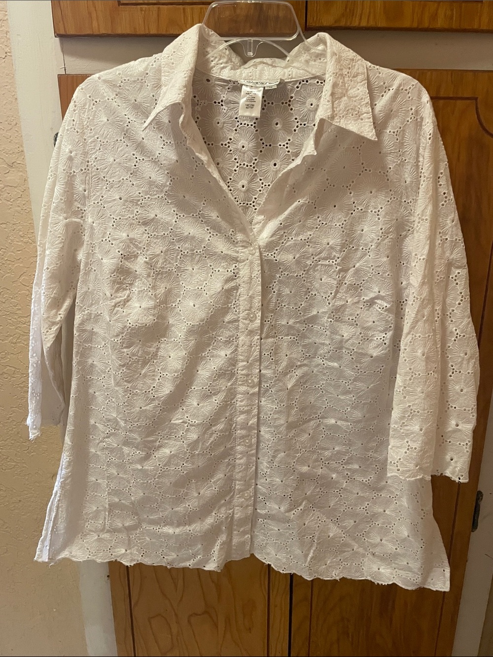 Coldwater Creek White Eyelet Button-Front Shirt